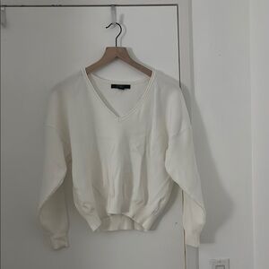 White V-Neck Knit Sweater in size XS